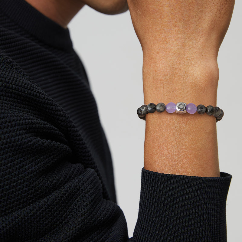 Sun&Moon Beaded Bracelets in Purple and Black