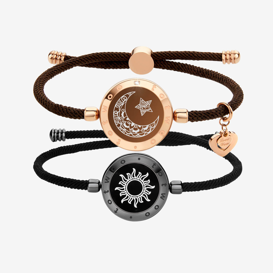 Sun & Moon Touch Bracelets with Milan Rope (Black+Brown)
